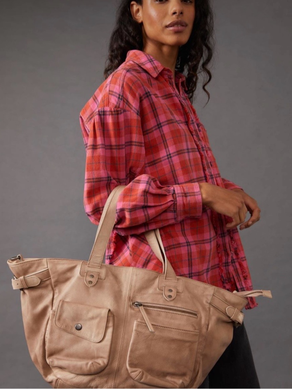 We The Free Leather Boho Shoulder Bag Tote